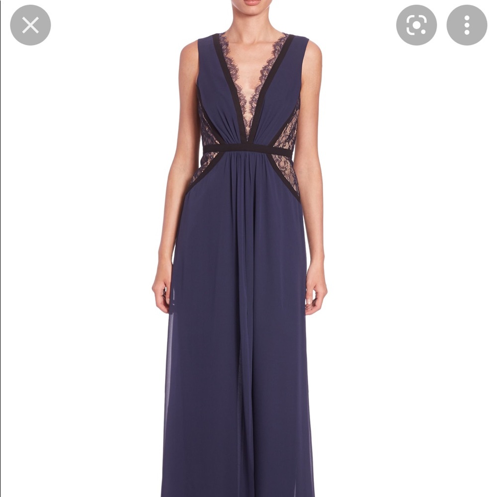 BCBGMAXAZRIA Blue Klarissa Lace-insert Gown